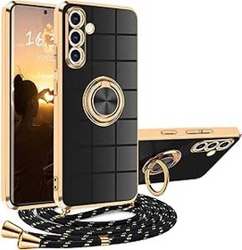 Resim XCYYOO Samsung Galaxy S24 FE için bant ve zincirli kılıf - darbeye dayanıklı silikon koruyucu kılıf, siyah 