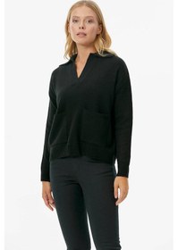 Resim Polo Yaka Cepli Triko Kazak - Siyah 