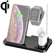 Resim W30 Qı Cep Telefonları & Watch'lar & Airpod'lar & Pencil İçin Dikey Kablosuz Şarj Cihazı, Ayarlanabilir Telefon Standı İle Siyah 