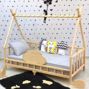 Resim MiniWood Montessori Yatak Doğal Çam Karyola Bulut Nirvana 