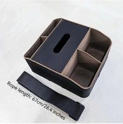 Resim Xuweiwei Siyah 1 Araç Kolçak Saklama Kutusu, Çok Fonksiyonlu Mendillik Konsol Organizörü Kupalık 