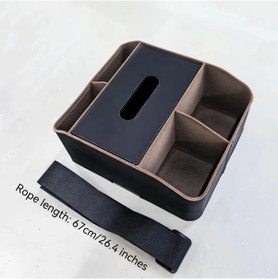 Resim Xuweiwei Siyah 1 Araç Kolçak Saklama Kutusu, Çok Fonksiyonlu Mendillik Konsol Organizörü Kupalık 