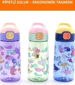 Resim Letsii Renkli Pipetli Sızdırmaz 600 Ml Suluk Sağlıklı ve Dayanıklı Tritan 