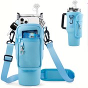 Resim 1 adet 40Oz/1200Ml Telefon Cepli Su Şişesi Tutucu - Banka Kartı Cepli Dayanıklı Su Şişesi Tutucu, Ayarlanabilir Askılı, Açık Hava ve Yürüyüş, Kamp, Aktiviteler, Aile Yurtları ve Diğer Durumlar için Uygun, Mükemmel Hediye! 