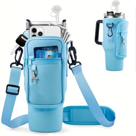 Resim 1 adet 40Oz/1200Ml Telefon Cepli Su Şişesi Tutucu - Banka Kartı Cepli Dayanıklı Su Şişesi Tutucu, Ayarlanabilir Askılı, Açık Hava ve Yürüyüş, Kamp, Aktiviteler, Aile Yurtları ve Diğer Durumlar için Uygun, Mükemmel Hediye! 
