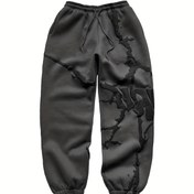Resim Y2K ilhamlı bağcıklı jogger pantolonlar, soyut baskılı, bol kesim, esnek spandeks karışımlı, tüm mevsimler için rahat ve dış mekan terlikleri kadınlar için 