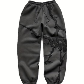 Resim Y2K ilhamlı bağcıklı jogger pantolonlar, soyut baskılı, bol kesim, esnek spandeks karışımlı, tüm mevsimler için rahat ve dış mekan terlikleri kadınlar için 