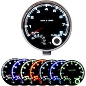 Resim 12v Benzinli Araçlar İçin 95mm 3.75" Krom Kapaklı, Siyah Ekranlı, Renkli Işıklı 0-8000 Rpm Tachometre Gösterge 
