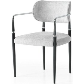 Resim Vellario Metal Kol Detaylı Sandalye 2 Adet Kromaj Siyah Metal Ayak, 57 X 57 X 81 Cm Beyaz - Siyah 