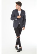 Resim Sposo 5103 Dar Kalıp Örme Kumaş Lacivert Erkek Blazer Ceket Lacivert 