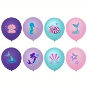 Resim 24 Adet Denizkızı ve Okyanus Temalı Lateks Balonlar - Canlı Mor, Mavi & Pembe Tasarımlar Deniz Kabuğu, Yıldızbalığı & Mercan Desenleriyle Doğum Günü Partileri, Düğünler, Sevgililer Günü & Daha Fazlası İçin, Temalı Etkinlik Aksesuarları | Fantastik Tasarım 