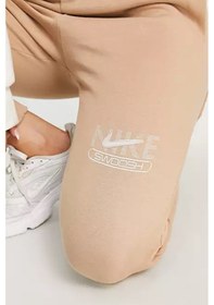 Resim Nike Swoosh Fleece Joggers Brown Şardonlu Bol Kesim, Yüksek Belli Kadın Eşofman Altı Sütlü Kahve 