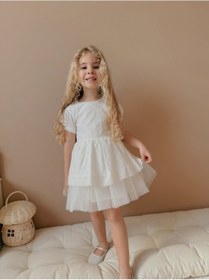 Resim Lace Fistolu Ekru Elbise Ekru 