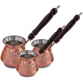 Resim Bakır Zımbalı Cezve 3'lü Set 