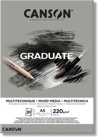Resim Canson Mixed Media Çok Amaçlı Çizim Defteri Gri 220 G A5 30 Syf 