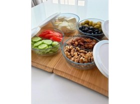 Resim Paşabahçe Çift Bölmeli Cam Saklama Kabı 2 Bölmeli Cam Kahvaltılık Kase 785CC 2 Adet 