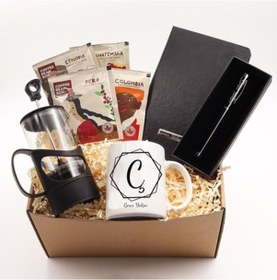 Resim Siyah French Press & Kişiye Özel Siyah Defter & Kişiye Özel Parla 