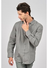 Resim De Leone Erkek Uzun Kollu Yün Apre Gömlek 0171108 Gri Gri 