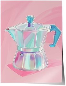 Resim Zestia Çerçevesiz Poster, Pembe Moka Pot - İtalyan Kahve Makinesi, Mutfak Dekoru Poster No: 108080 21 x 30 