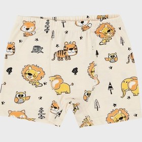 Resim Lela Desenli Streç Pamuklu Bisiklet Yaka Atlet Boxer 2'Li Iç Giyim Erkek Çocuk Takım 6651010 Bej 