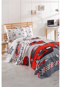 Resim Baskılı Pike Takımı Tek Kişilik Crazy Kırmızı Kırmızı 