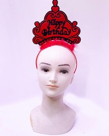 Resim Happy Birthday Neon Kırmızı Renk Doğum Günü Tacı 24x15 cm 