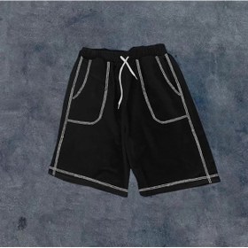 Resim Tua Moda Unisex Dikişli Cepli Oversize Şort - Siyah Siyah 