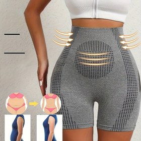 Resim 1 adet Kadın Yüksek Belli Şortlar - Delikli Tasarım, Karın ve Uylukları Destekler, Yastıklama Yok, Moda Gri Şortlar, Fitness ve Gündelik Giyim için, Gündelik Giyim Şortları|Moda Şortlar|Rahat Oturumlu, Yüksek Bel Şortlar 