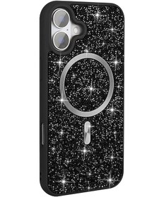 Resim Apple Uyumlu iPhone Adige İphone 16 Pro Uyumlu Kılıf Parlak Taşlı Pırlanta Mozaik Siyah + Ekran Koruyucu - 