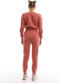 Resim Edelle Kiremit Kadın Eşofman Takımı Slim Fit Bisiklet Yaka Crop Pamuklu 