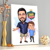 Resim Mükemmel Baba ve Oğlu Karikatürlü Kanvas Tablo 