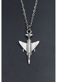 Resim F4 Phantom Uçak Gümüş Kaplama Unisex Düz Zincir Kolye Kod 865 Gümüş 