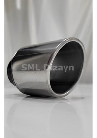 Resim 90lık Tekli Kesik Egzoz Ucu. 90mm Krom Egzoz Başlığı. Egzos Ucu 
