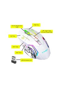 Resim UpWay TW-Q13 2400 DPI Sessiz Kablosuz RGB Oyuncu Mouse 