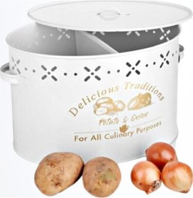 Resim Morponi Büyük Boy Bölmeli Lüx Metal Patates-soğan Kovası Sepeti 18 Lt Beyaz Beyaz 