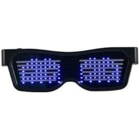 Resim Smart Led Glasses Mavi Led Işıklı Parti Gözlüğü Kablosuz Uygulama 