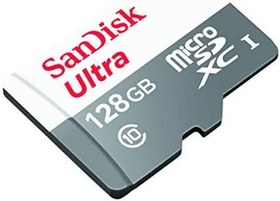 Resim SanDisk 128GB Ultra UHS-I Class 10 MicroSDXC Hafıza Kartı, 80MB/sn'e kadar - SDSQUNS-128G-GN6MN 