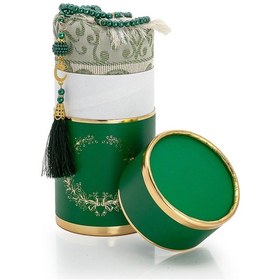 Resim Özel Silindir Kutulu Seccade Seti Yeşil 