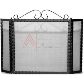 Resim Ferforje Kanatlı Şömine Siperlik 