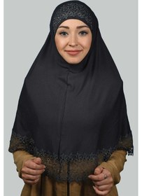 Resim Altobeh İkili Set Dantelli Pratik Eşarp Hazır Hijab Ve Tesettür Bonesi Xl Füme 