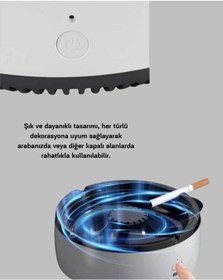 Resim Hava Temizleyici Küllük Sigara Dumanı Filtreli, Sessiz Çalışan, Şık Tasarım 