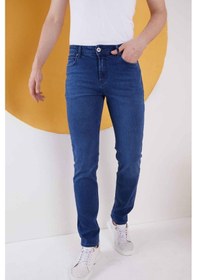 Resim Vikingsjeans Erkek Mavi Düz Klasik Rahat Kesim Regular Fit Likralı Kot Jeans Mavi 