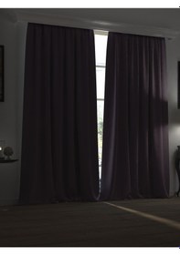 Resim Super Blackout Serisi Koyu Lavanta Işık Geçirmez Ekstraforlu Fon Perde Koyu Lavanta 