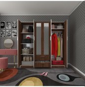 Resim Kenzlife gardırop 6 kapılı çekmeceli begonvil180 cvz aynalı kapaklı gardolap dolap 