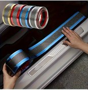 Resim Gaojunshop01 4 Adet Kırmızı Karbon Fiber Pvc Araç Eşik Koruyucu Seti Kendinden Yapışkanlı Çizilmeye Dayanıklı 