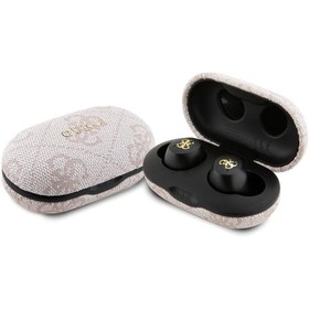 Resim Guess Lisanslı Klasik Metal Yazı Logolu TWS Kulak İçi Bluetooth Kulaklık Pembe 