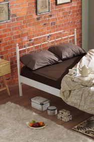 Resim Unimet Hatkus Çift Kişilik Ferforje Metal Karyola-beyaz (AHŞAP LATALI) 