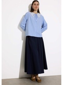 Resim DeFacto A Kesim Basic Düz Poplin Maxi Tesettür Etek E4369AX25SPNV28 