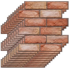 Resim Padalink Kahverengi Tuğla Desenli Pvc Otostik Duvar Kağıdı - Mutfak, Mobilya Yenileme, Yağ Dayanıklı - 30x30 Cm 10 Adet Paket 