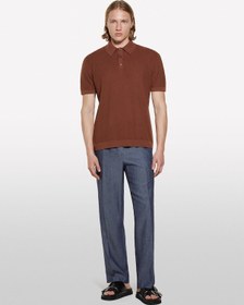 Resim %100 Pamuk Triko Polo T-shirt Erkek Kahverengi Polo - 325p1094s300m Kahverengi 